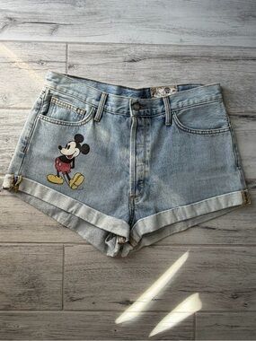 SIWY LA Mickey Mouse Light Wash Denim Shorts - Women's Limited Edition